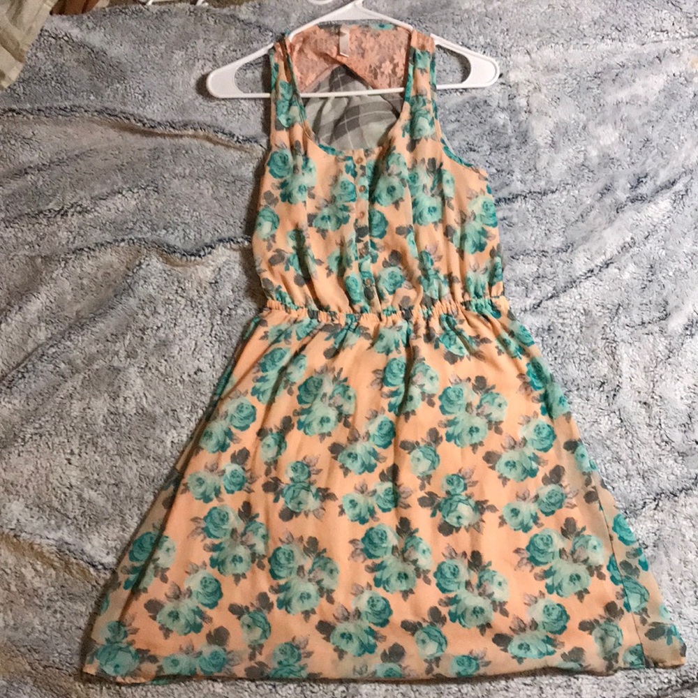 peach floral dress